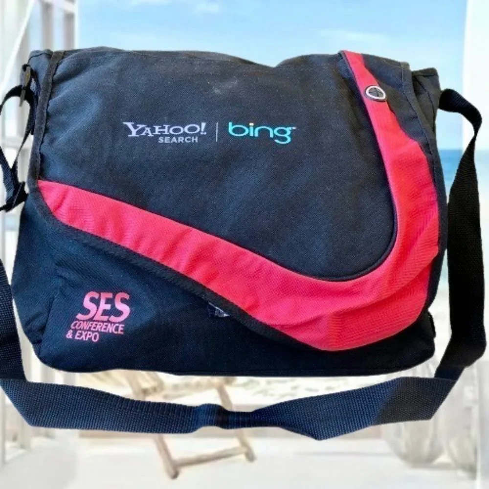 Messenger Bag YAHOO! SEARCH + BING Logo Vintage Black